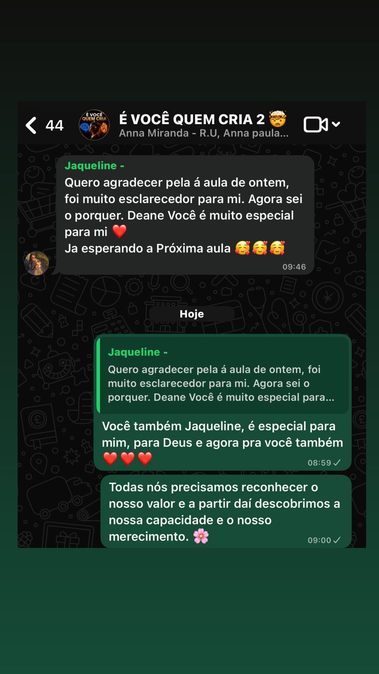 Depoimento de aluna 2 do Método É Você Quem Cria